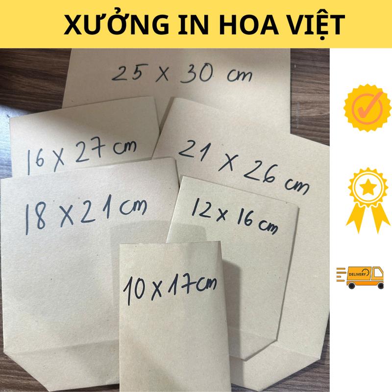 Combo 100 túi giấy xi măng đựng đồ ăn gà rán, khoai tây chiên đóng hàng đủ các kích cỡ hàng đẹp giá rẻ