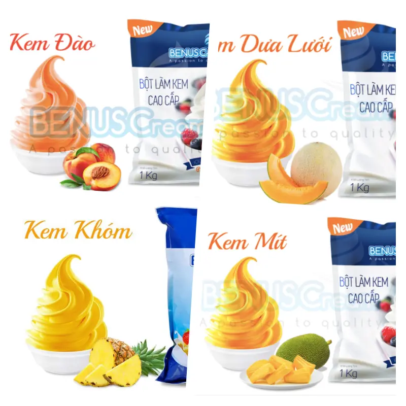 Bột làm kem tươi Cao Cấp hương Phúc Bồn Tử Benus - túi 1kg 2