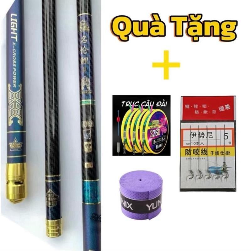 Cần câu tay Chiến Thần 8H Tải Cá Lớn Chuyên Săn Hàng Màu Đen Kèm Ngọn Phụ Trục Thẻo Cuốn Cần Đi Câu Fishing Carbon 121cm 3260 5g