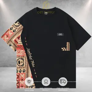 LAMLICKA ETHNIC TRIBAL MAORI PATTERN TWO TONE KAOS OVERSIZE TEE BRANDED ORIGINAL STREETWEAR UNISEX