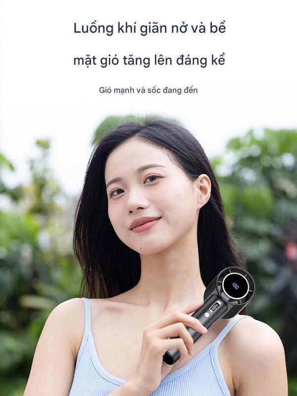 ASALAVN Quạt phản lực cầm tay Quạt Turbo có thể sạc lại, Quạt siêu tốc cầm tay, di động, gió mạnh, tốc độ cao 100 vòng/phút Tốc độ gió Màn hình kỹ thuật số quạt usb mobile Phụ Kiện handheld  icy 7