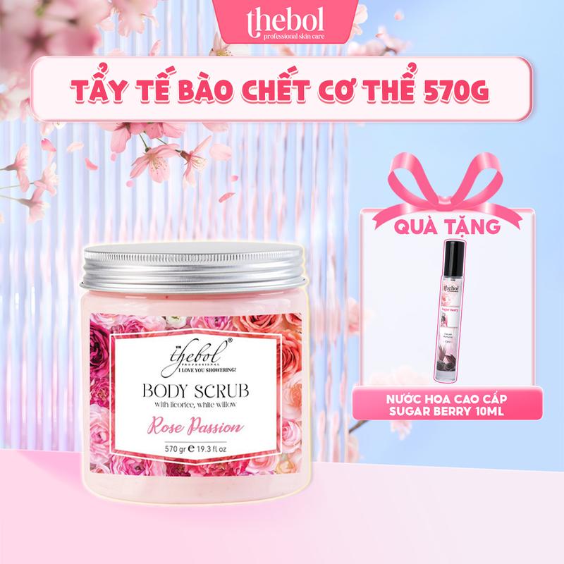 Tẩy Tế Bào Chết Cơ Thể Thebol Hương Rose Passion 570gr + Tặng Nước Hoa 10ml