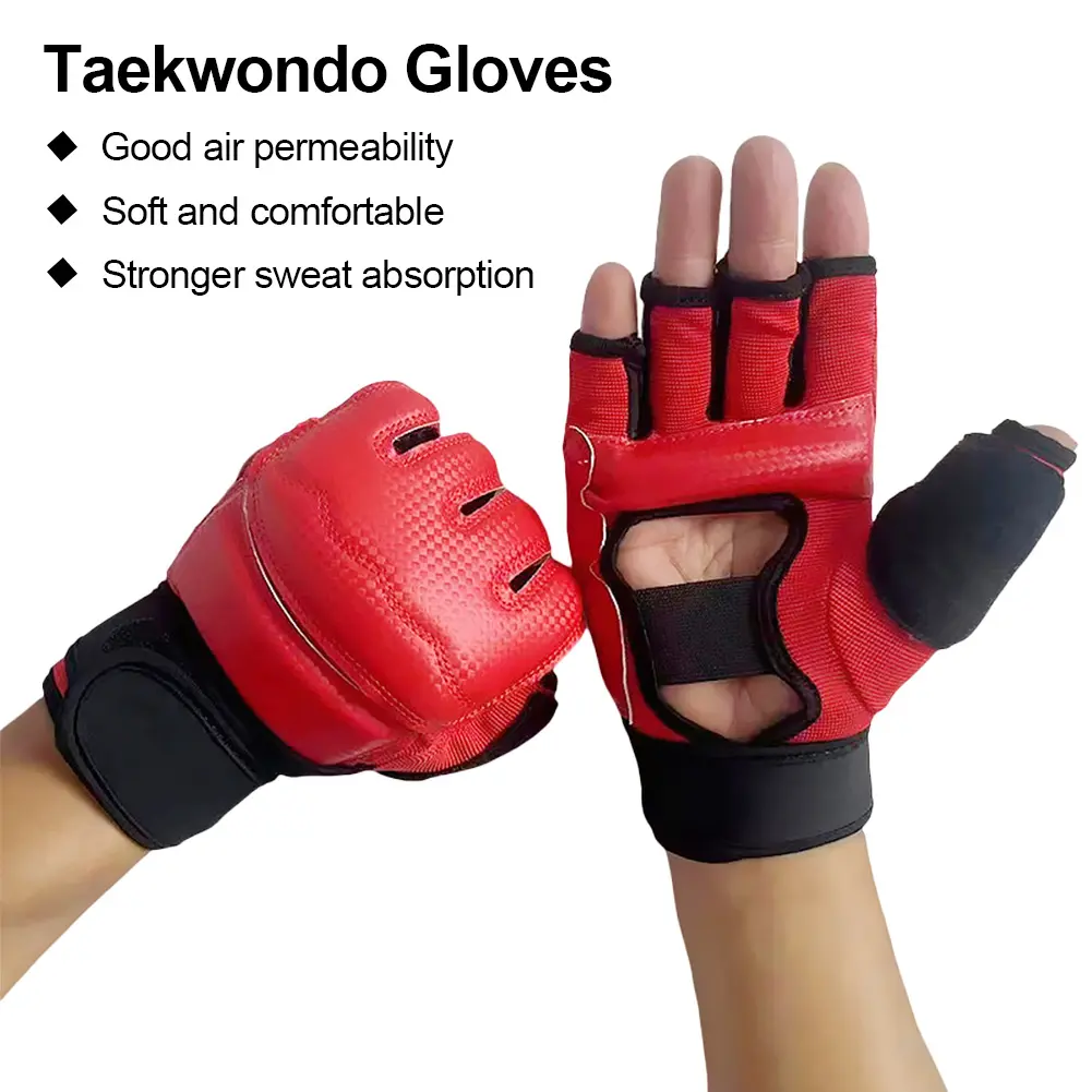 Half Finger Boxing Gloves PU Leather MMA Fighting Kick Boxing Gloves Karate Muay Thai Training Workout Gloves #452621