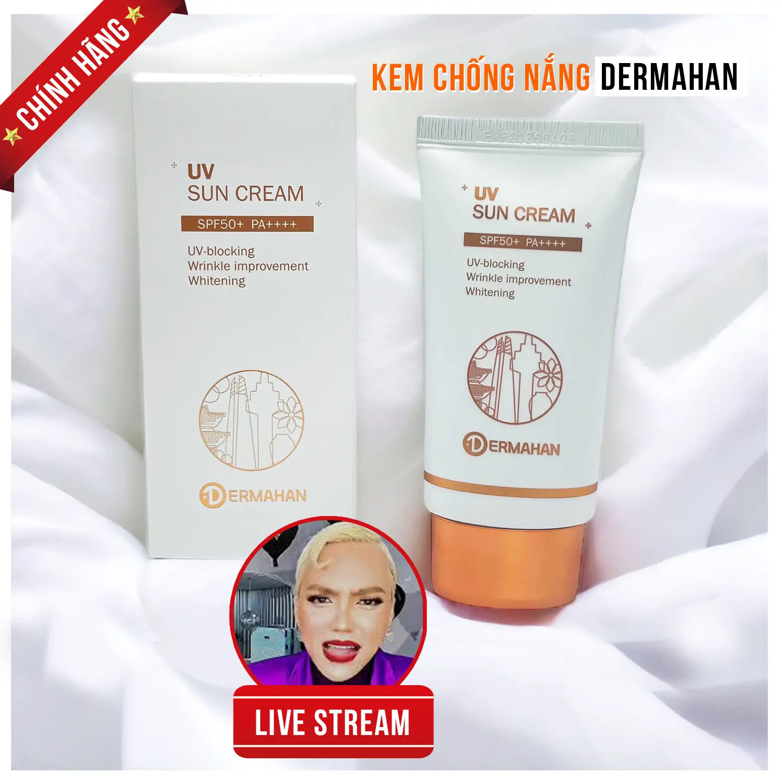 Kem chống nắng Dermahan chính hãng Hàn Quốc SPF50++ dành cho da dầu mụn, da nhậy cảm 50ml Skincare Nữ Women