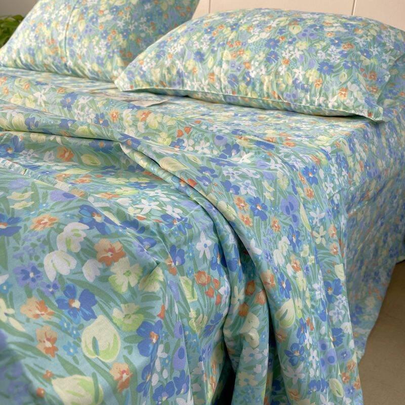 Product Introduction of Exported to UK Original Order 100% Pure Cotton Active Print Quilt Cover Four-Piece Set Single Double Duvet Cover Bed Sheets Pastoral Cotton 39