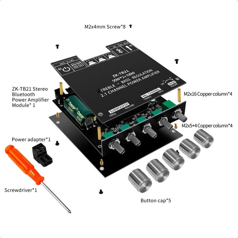 Product Introduction of ZK-TB21 Kỹ Thuật Số Bảng Mạch Khuếch Đại Âm Thanh Subwoofer Bluetooth 5.0 Kênh 2.1 11