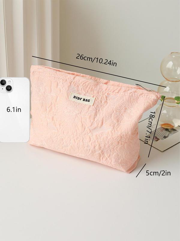 Flowers Pattern Makeup Bag, Portable Cosmetic Storage Bag, Double Layer Zipper Makeup Organizer Pouch, Matte Makeup Holder, Versatile Storage Bag for Travel & Daily Use 4