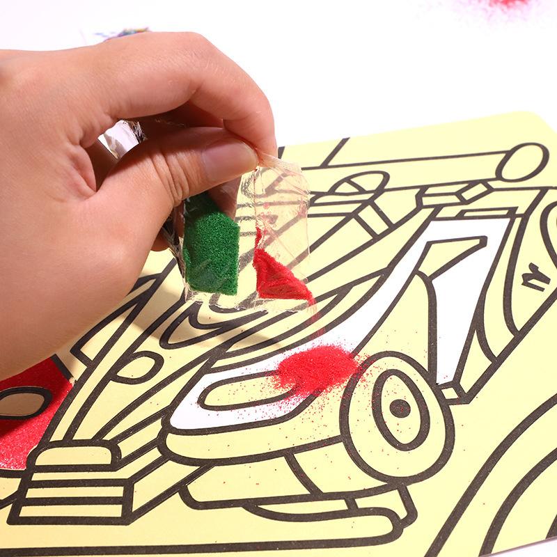 Product Introduction of Creative Toy Large Yellow Bottom Sand Painting Diy Set Children's Creative Color Sand Hand Painting Material Set 3