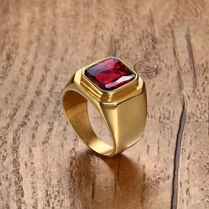 Cincin Pria Kuning Hitam Putih Titanium
