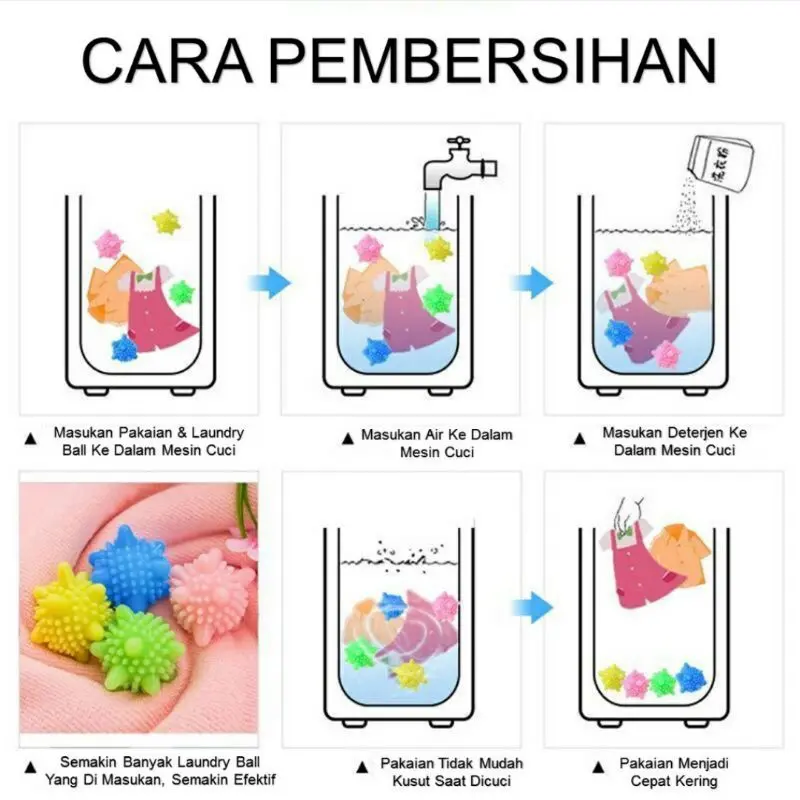 RD Bola Pembersih Pakaian Alat Pembersih Baju Pencuci Pakaian Anti Kusut Washing Laundry Ball Silicon 5
