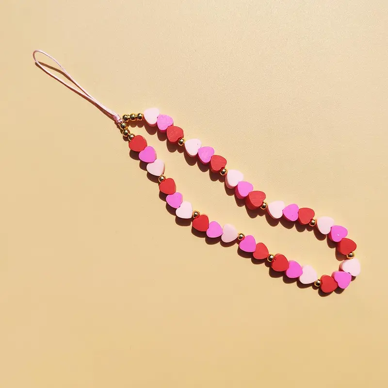 Fashionable Heart Shaped Phone Strap, Cute Colorful Decorative Cellphone Chain, Pendant Ornament For Girl Phone Key 3