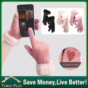 Sarung Tangan Winter Tebal Berbulu Thermal Fleece Touch Screen Windproof Premium Cocok untuk Aktivitas Outdoor Motor Wanita dan Pria Hangat Nyaman Digunakan Sepanjang Hari