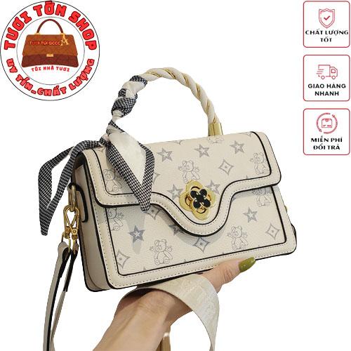 Túi xách nữ hoa trà Beibaobao xách tay đeo vai đeo chéo trắng trẻ trung size 21
