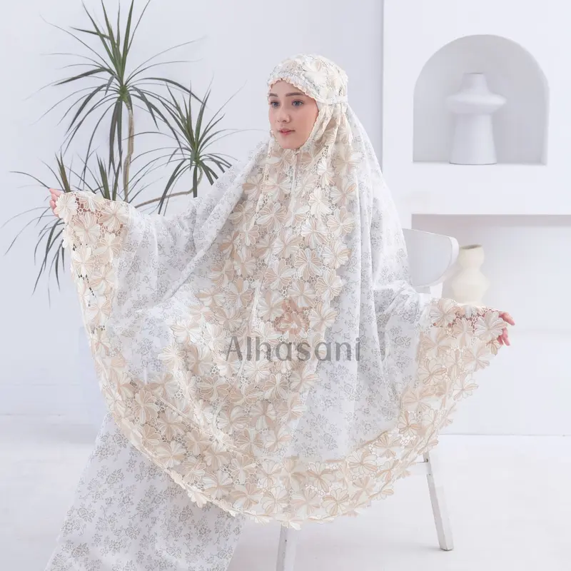 Mukena Dewasa Katun Super Foil Renda Mewah Muslim Motif Rayon Wanita Mukenah Cantik 6