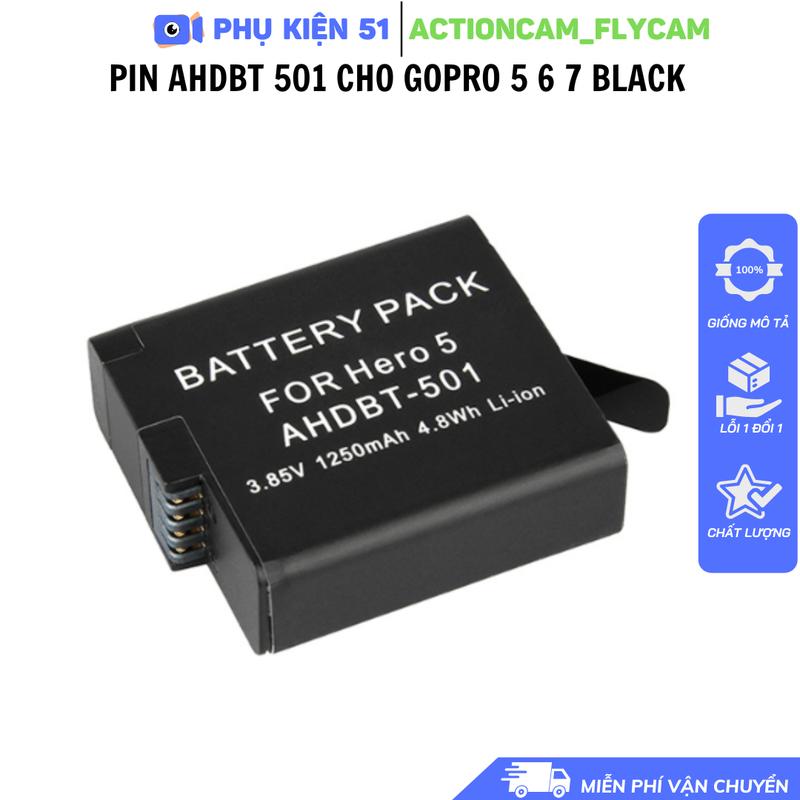 Pin sạc AHDBT-501 cho camera GoPro Hero 5 6 7 LI-ION dung lượng 1250mAh