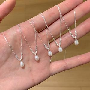 สร้อยคอผู้หญิง จี้ผู้พิทักษ์ โซ่กระดูกไหปลาร้ามุกแฟชั่น