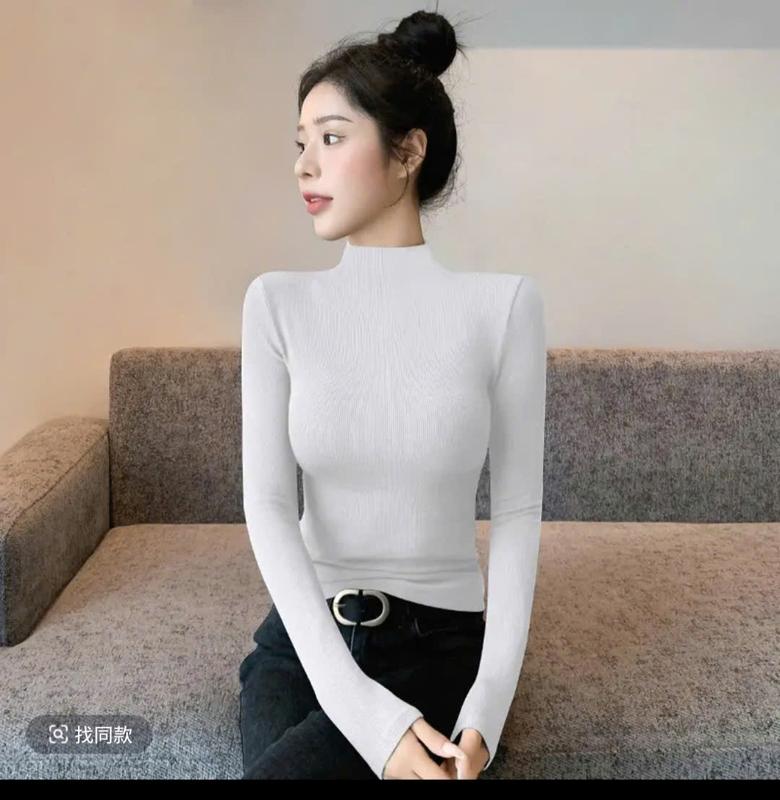 Áo Giữ Nhiệt Cổ 3P Dài Tay Chất Thun Giấy Len Cotton BIGSIZE, Áo Len Tăm Cổ Cao Giữ Tay Dài Ôm Body Tuệ Minh House A888 Nữ Nhung