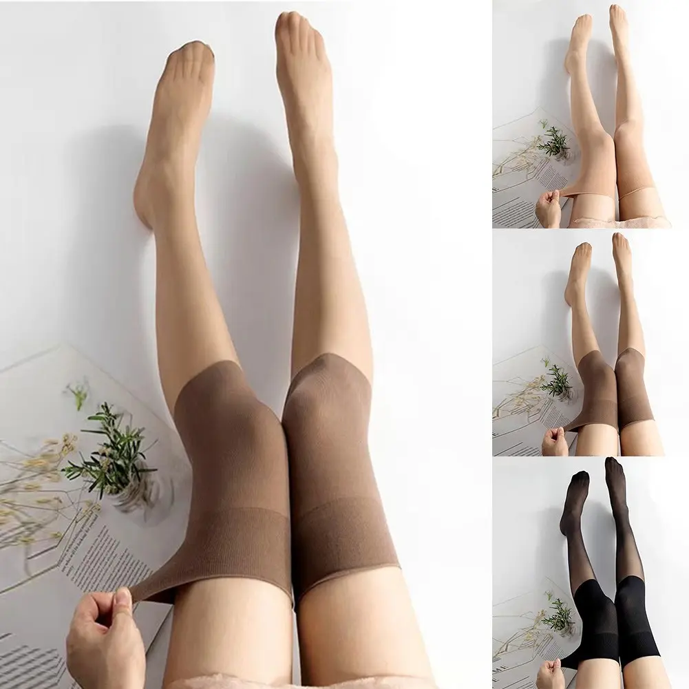 Tất Cao Đến Đầu Gối Xuyên thấu Chống Chạy, Dành Cho Nữ, Có Đệm Đầu Gối, Quần Tất Nylon Spandex Co Giãn, Thích Hợp Cho Mùa Hè, Bộ Phụ Kiện Quần Áo Mỏng, Bộ Phụ Kiện Quần Áo