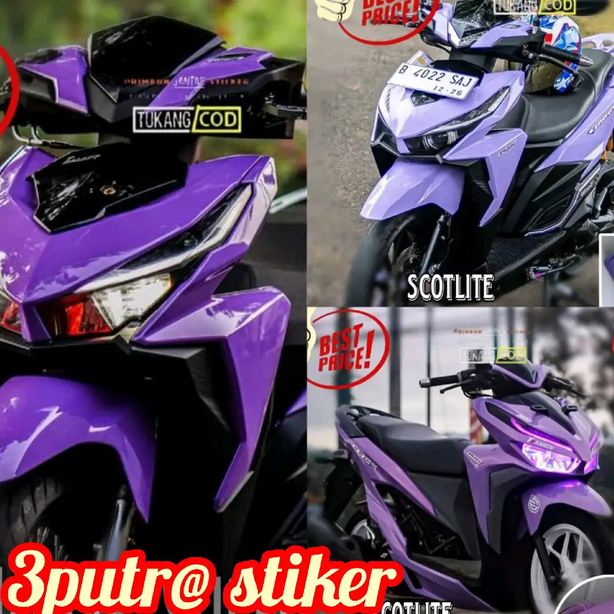 skotlet motor ungu tua(lavender) glosi-dop, ungu lilac glosy-dop, ungu taro,  ungu transparan