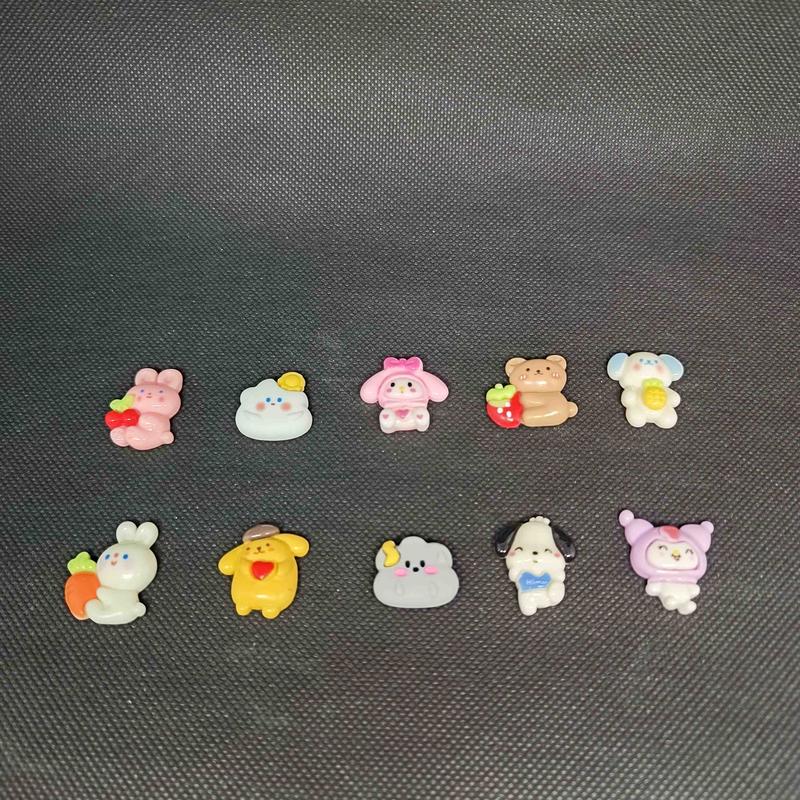 Clay Cute Selusin 12pcs Mote Manik BT21 Hello Kitty Cinnamoroll Cloud Natal Pompompurin My Melody Hiasan Bross Jepit Rambut Anak Liontin Resin Manik Mote Monte 8