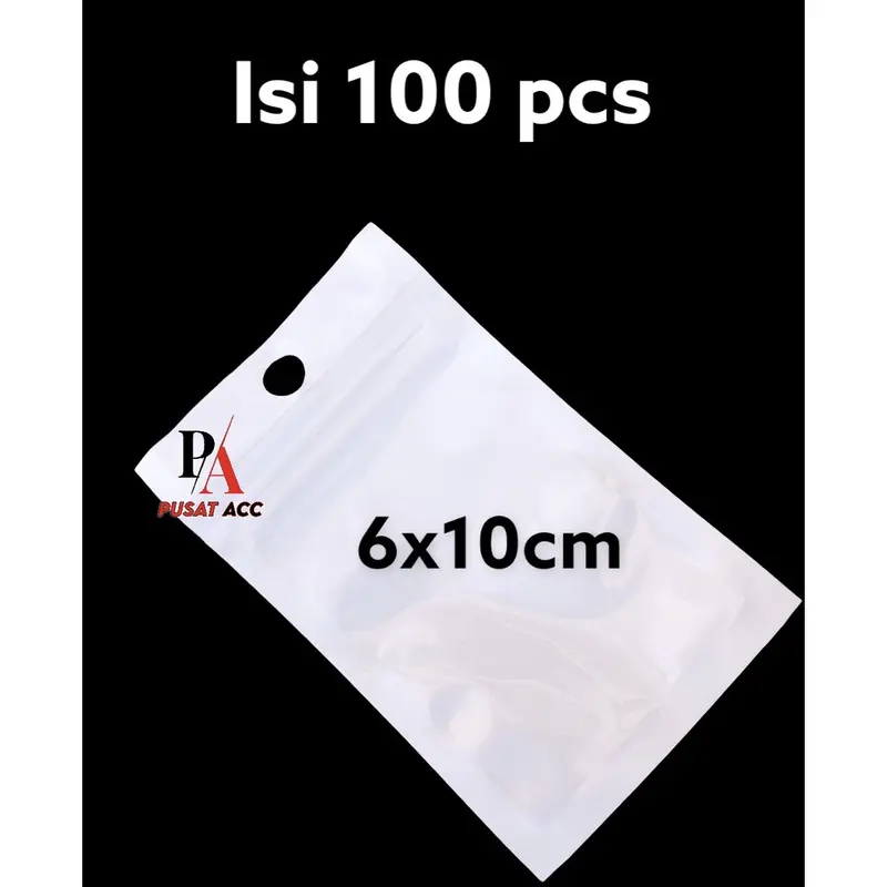 [100 PCS] Plastik Klip Packing Plastik Ziplock 6x10 Cm Putih Susu kedap udara Zipper 0
