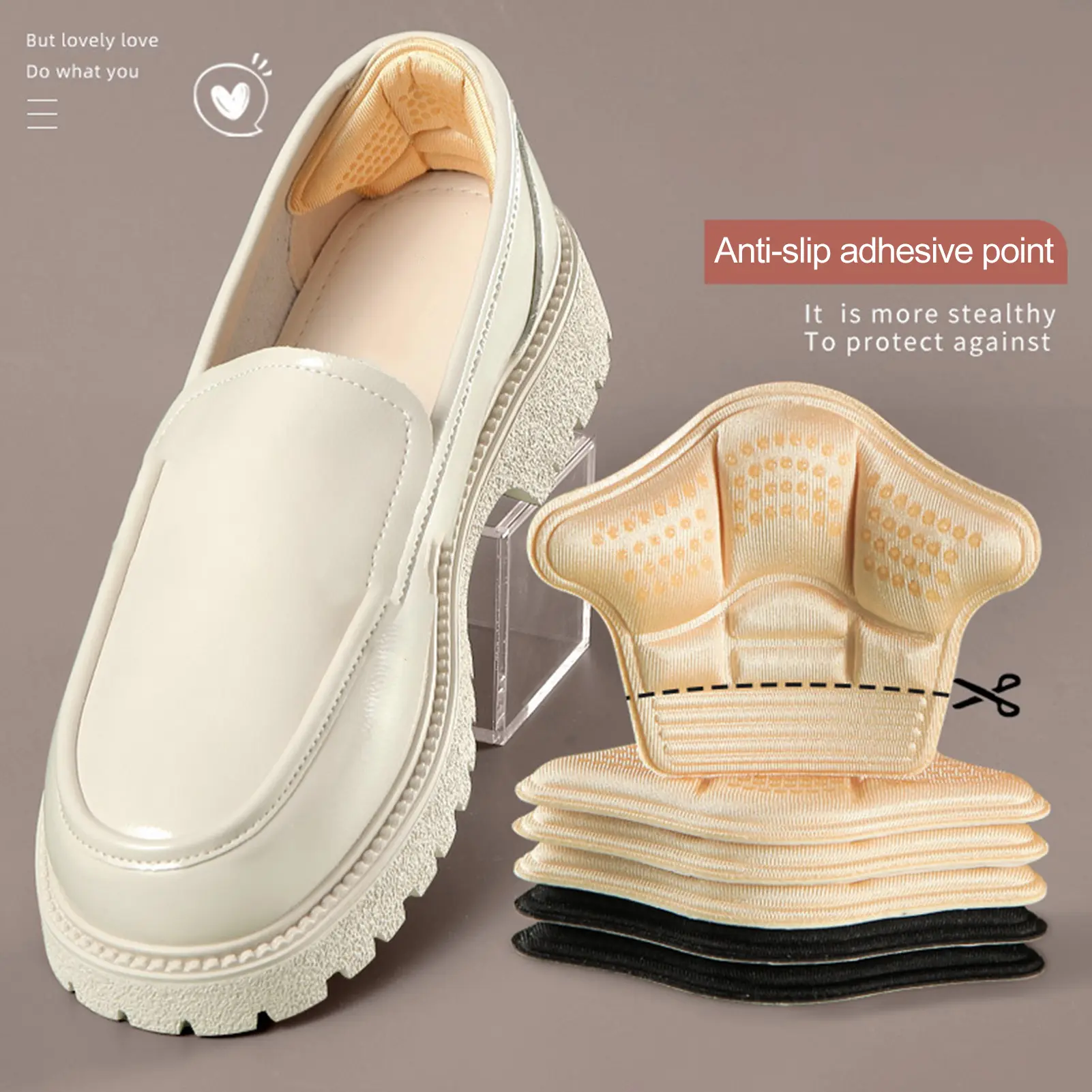 1 Pair Heel Sticker Trimmable Self-adhesive Anti-heel Drop No Sticky Residue Shrinking Size Shoe Heel Anti-Wear Cushion Pad Daily Wear