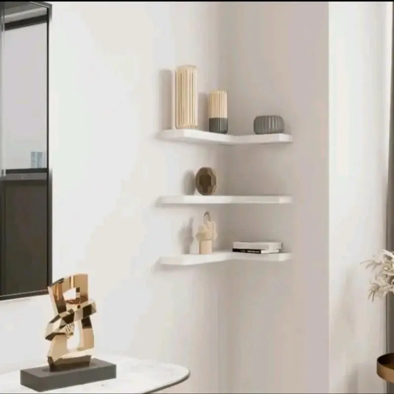 NSR.i RAK AMBALAN SUDUT DINDING, RAK SIKU AESTHETIC Kayu Jati / mahoni Request warna Mk 0