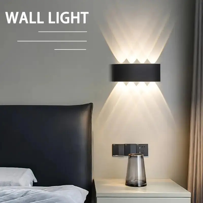 Outdoor Wall Light, 4 Counts 10 LED Up and Down Light, Exterior Wall Lamp, Wired Decorative Light for Garden, Wall, Courtyard, Bedside, Living Room 6