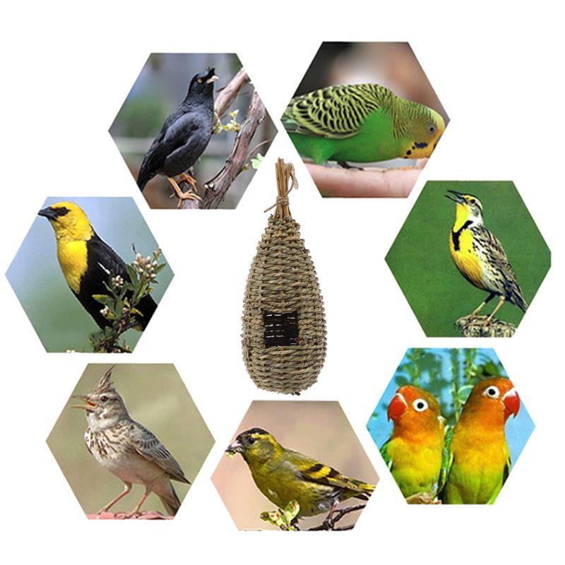 Product Introduction of Hanging Bird House Pastoral Style Birdhouse Natural Fiber Finch Bird Nest Hut Outdoo Cage Hand-woven Straw Rope Shelter Hideaway 1