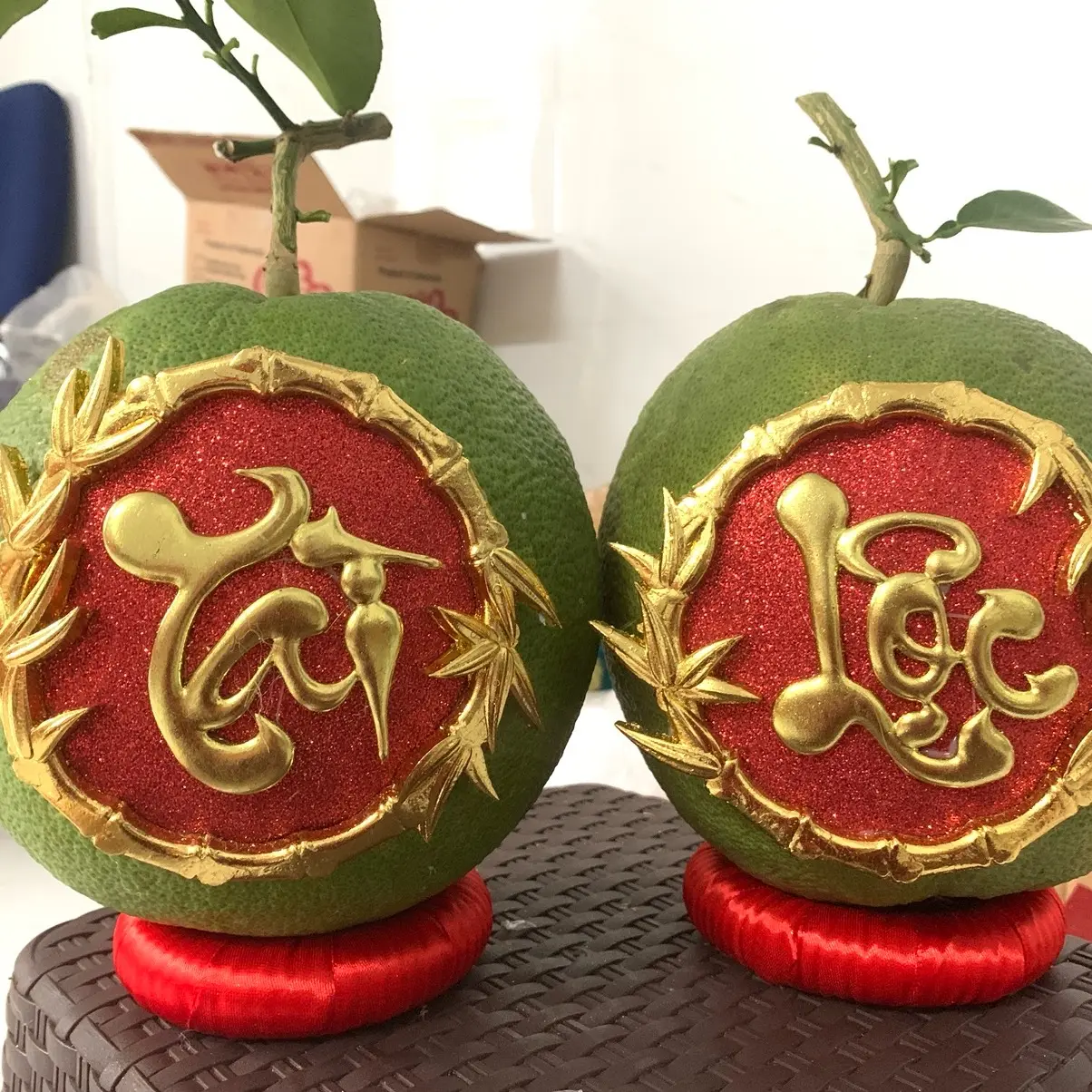 vòng tre Tài Lộc dát vàng trang trí trái cây cho Tết - Decor Phòng, Decor