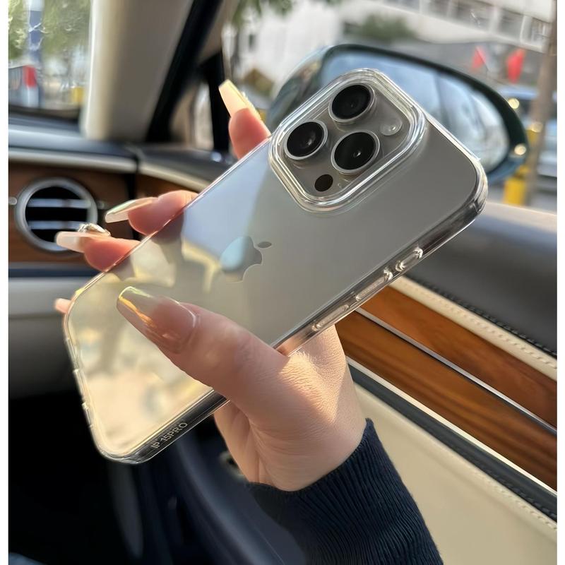 Ốp Điện Thoại, Instagram Cấu Trúc Nâng Cao, Trong Suốt, Đen Trắng, Cảm Giác Điện Thoại Khỏa Thân, Thiết Kế Lỗ Lớn, Tương Thích Với Apple 14 / iPhone15 Promax, Phong Cách Tối Giản, Thích Hợp Cho Nữ, Ốp Điện Thoại 13 Và 12