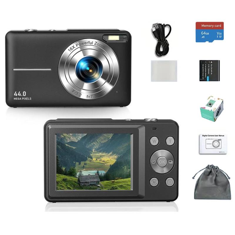 16X Digital Camera, Rechargeable 1080P FHD Camera, High Speed TF Storage Card, 1 Count Digital Point and Shoot Camera with 16X Zoom Anti Shake For Boys Girls 1