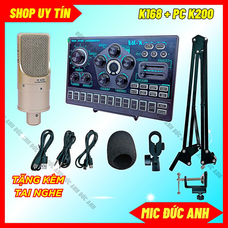 Bộ Sound Card K168 Đời Mới Mic PC K200 Chuyên Thu Âm, Livestream Chất Âm Dày Sáng Tiếng, Lọc Tạp Âm Tốt