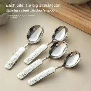 Stainless Steel Koala Spoon Kartun Anak Sendok Beras Rumah Tangga Singkat Handled Baby Soup Spoon MUHAMMAD