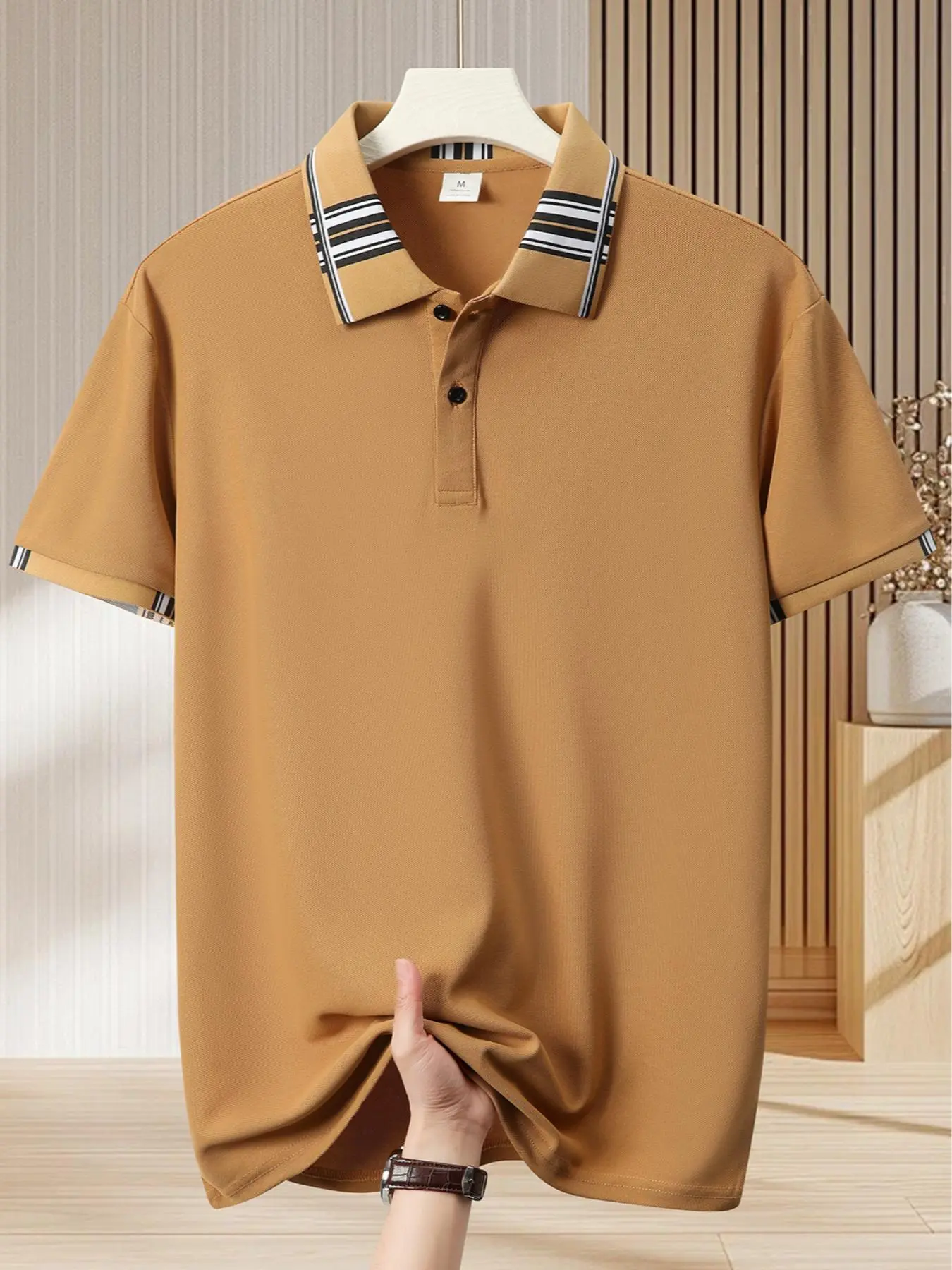 Men's Regular Fit Plain Contrast Trim Polo Shirt, Casual Short Sleeve Collared Top for Summer, Fashion Men's Clothes for Daily Wear, Tropical