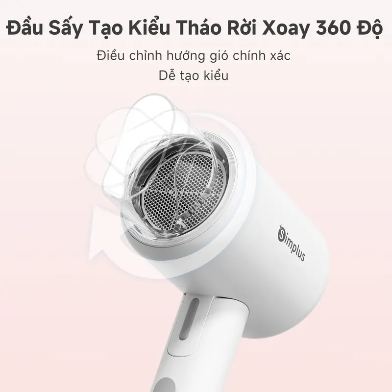 SimplusVN Máy sấy tóc gấp gọn Simplus CFJH008, 50 triệu Ion âm bảo vệ tóc, Công suất 800W, 3 mức điều chỉnh nhiệt, bảo vệ quá nhiệt Bảo hành 1 năm chỉ đổi không sửa 5