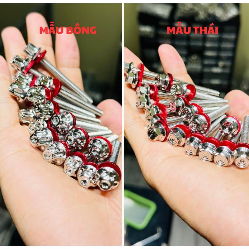 Ốc Lốc Máy Inox304 Kèm Long Đền Đỏ Trơn Tặng Kèm Khăn Đa Năng Phụ Tùng Phụ Kiện