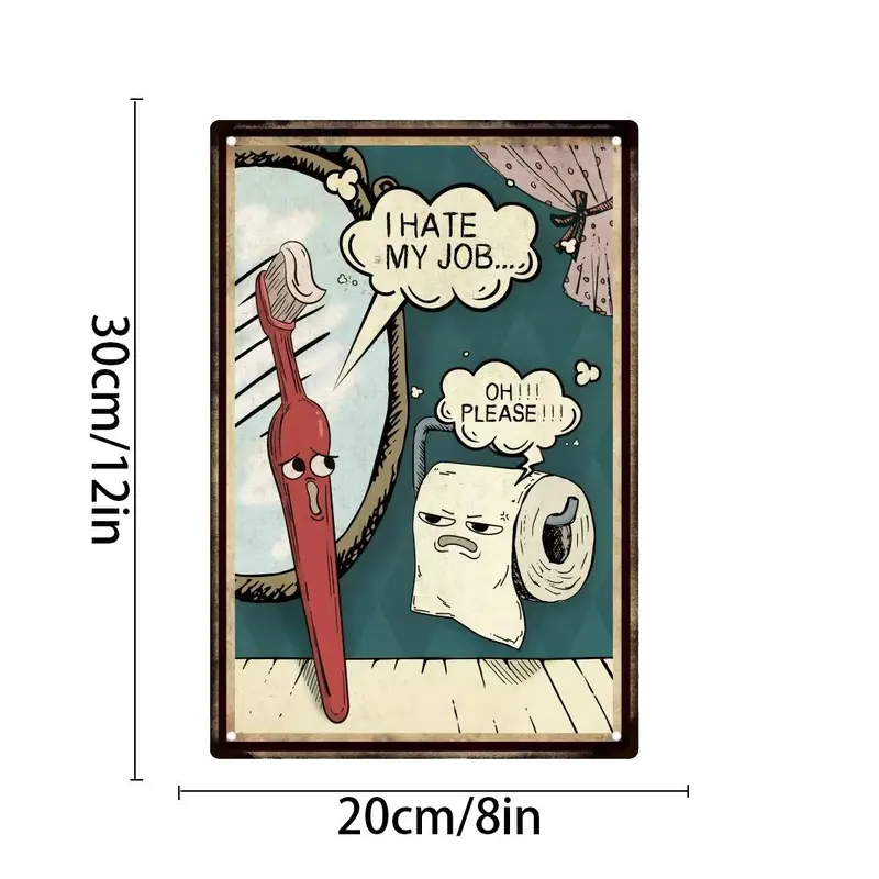 Vintage Toilet Pattern Metal Sign, Funny Toilet Quote Metal Sign, Wall Art for Home Toilet Washroom Decor 1