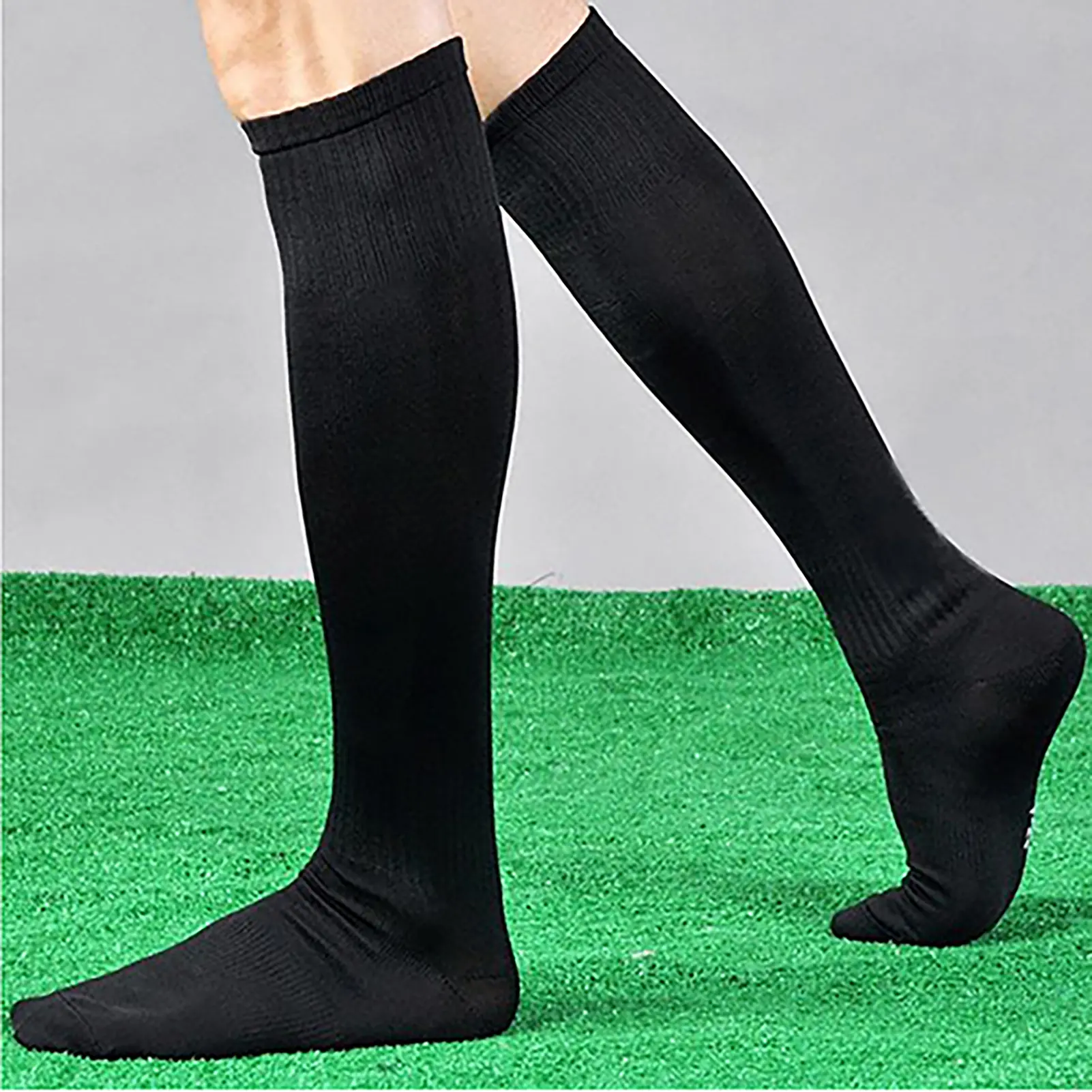 1 Pair Long Socks Solid Color Sweat Absorbent Good Elasticity Men Over Knee Sports Socks for Outdoor Activities