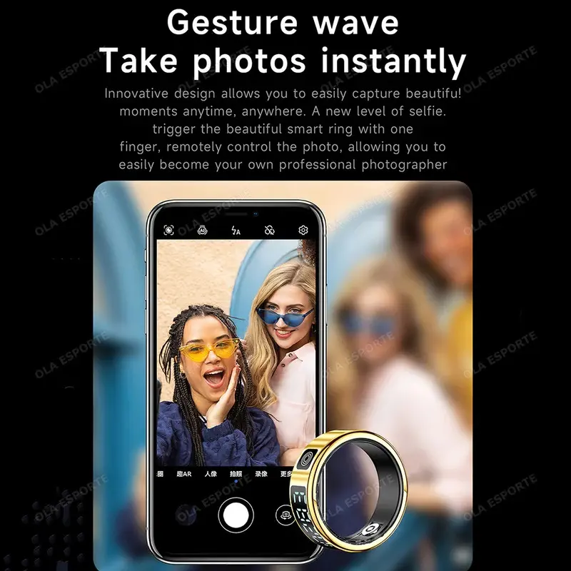 New Display Screen Smart Ring For Ring Gesture Swipe Video/Brush Health Monitor 5ATM Waterproof Smartring 4