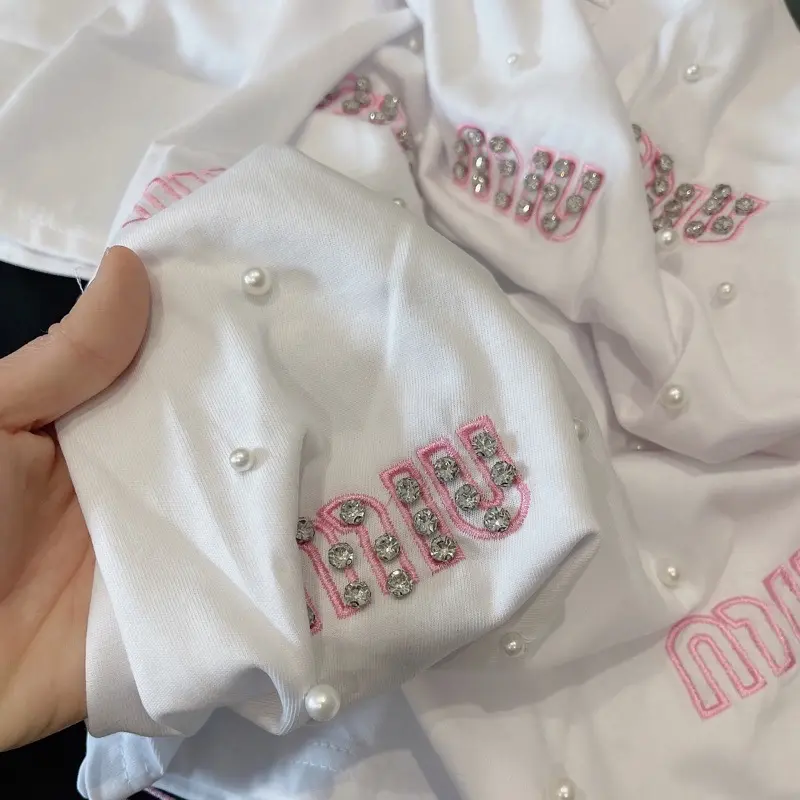 ￼Áo Thun Đính  Ngọc Đá  ,Chất Cotton Co Giãn, Thoáng Mát Nữ Women Top 8
