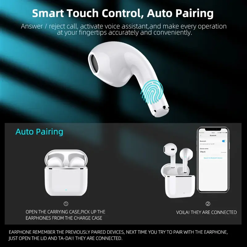 Tai Nghe Nhét Tai Nghe AirPods Pro4, L, Tai Nghe Nhét Tai Nghe Bluetooth 5, Tương Thích Với Android Và Apple iPhone, Tai Nghe Nhét Tai 2