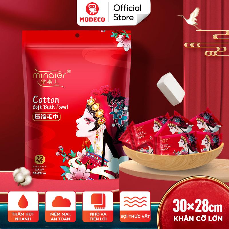 Khăn Giấy Nén Cao Cấp - Gói 22 Viên - Khăn 28x30cm - Loại Dày 2 Lớp - Mang Đi Du Lịch Công Tác Tiện Lợi