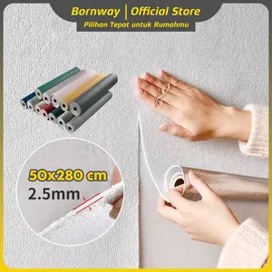 Bornway Wallpaper Dinding Linen Roll Foam Motif Coral A12 50cmx280cm Tahan Air Mudah Pasang untuk Dekorasi Kamar Kelas Atas