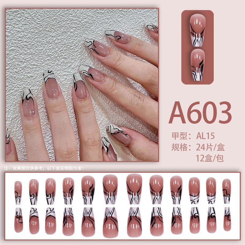 Product Introduction of Summer Autumn Gentle Simple Pure Desire Style Wearable Nail Tips Printed Solid Color French Style Detachable Fake Nails 5
