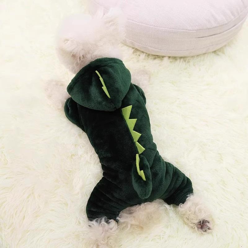 halloween christmas Dog clothes are warm in autumn and winter for small dogs, medium and large dogs, pet cats, four-legged dinosaur cotton clothes for cats, thick and soft 4