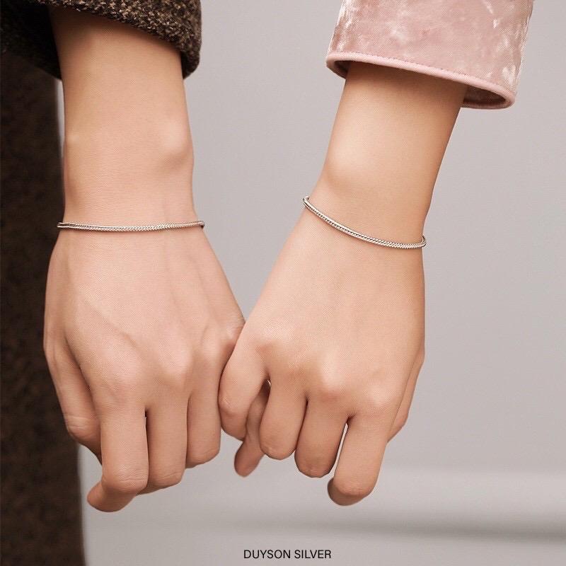 Lắc tay đôi bạc, vòng tay cặp bạc nam nữ Basic thiết kế dây mì cá tính DUYSON SILVER (Giá bán/1 chiếc) [LTKX15]