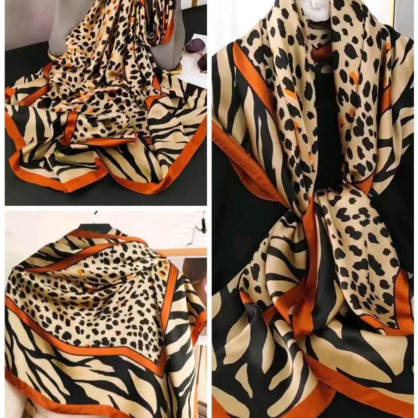(Et 54) HIJAB SEGI EMPAT SILK SUTRA MOTIF 110x110 macan