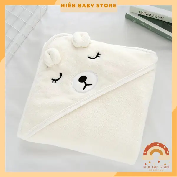 Choàng ủ lông hình thú/ Khăn tắm hình thú có mũ nỉ bông, ấm áp mùa đông cho bé mềm ,thấm hút ,không sổ lông an toàn cho be-Hiên baby store 1