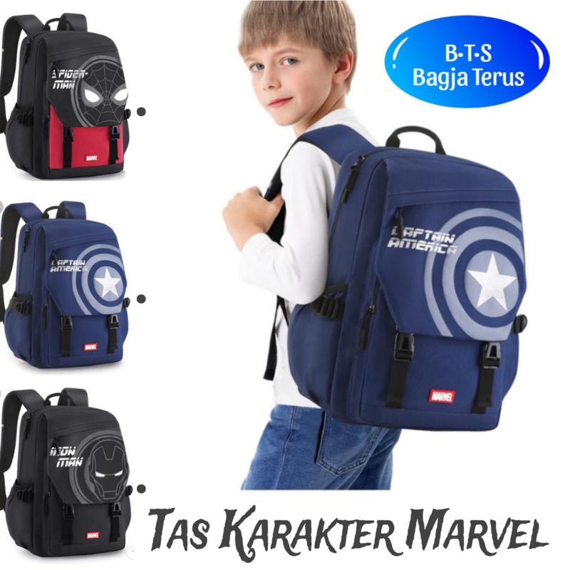 Product Introduction of Tas Ransel Sekolah Anak SD Kepala Otot Iron Man Captain Spiderman Kanvas Fashion Bag 2